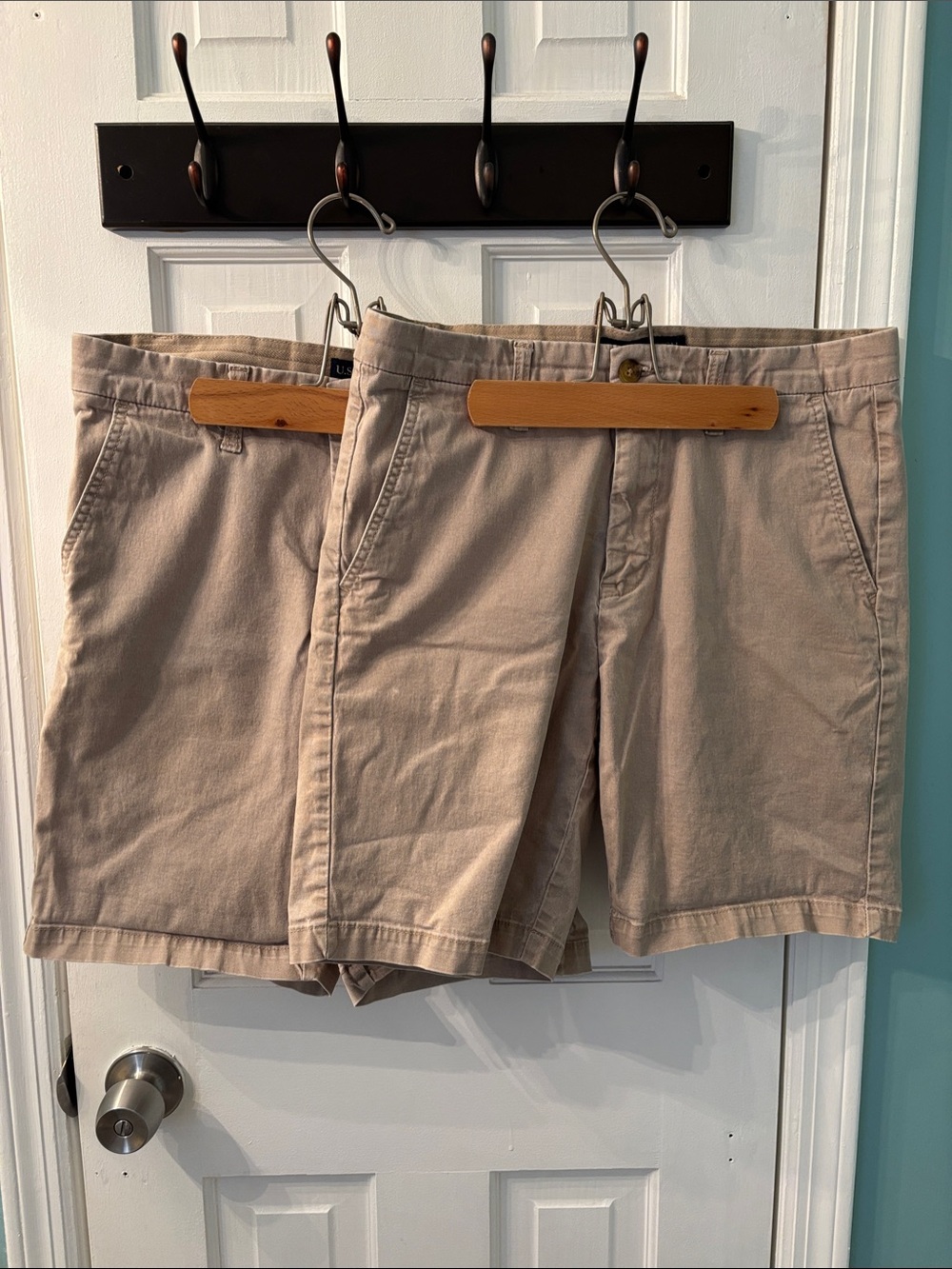 U.S. Polo Assn. Beige Flat-Front Men's Shorts (2 pairs-identical size)